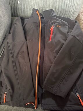 Men's Performance Softshell Jacket in Black with Orange Accents